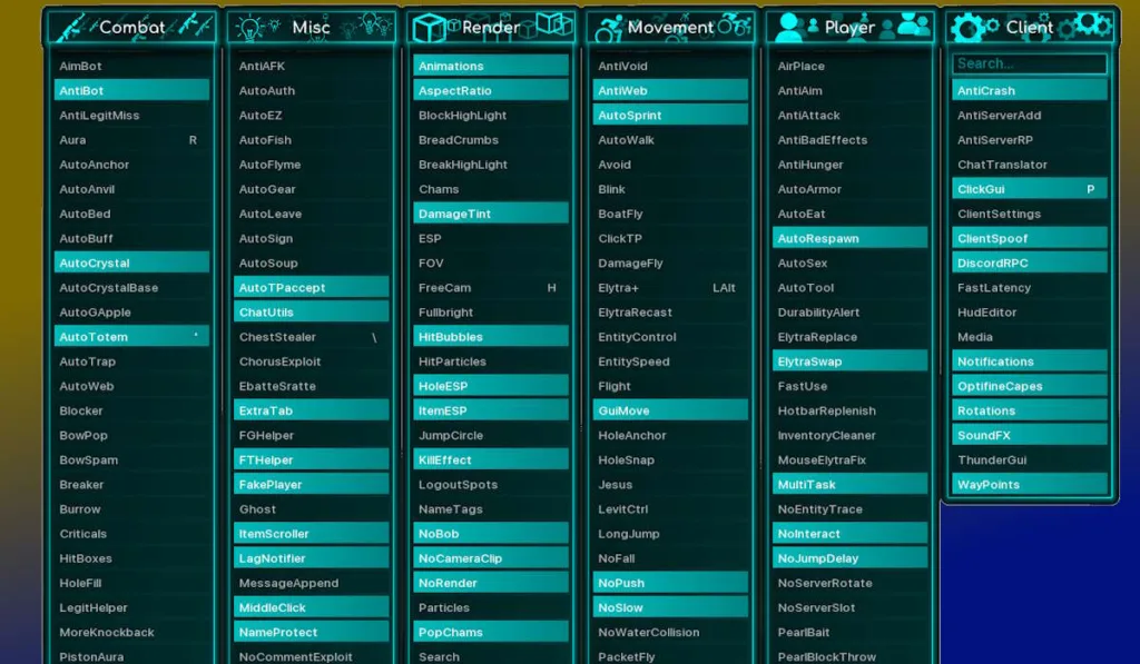 ThunderHack Client HUD