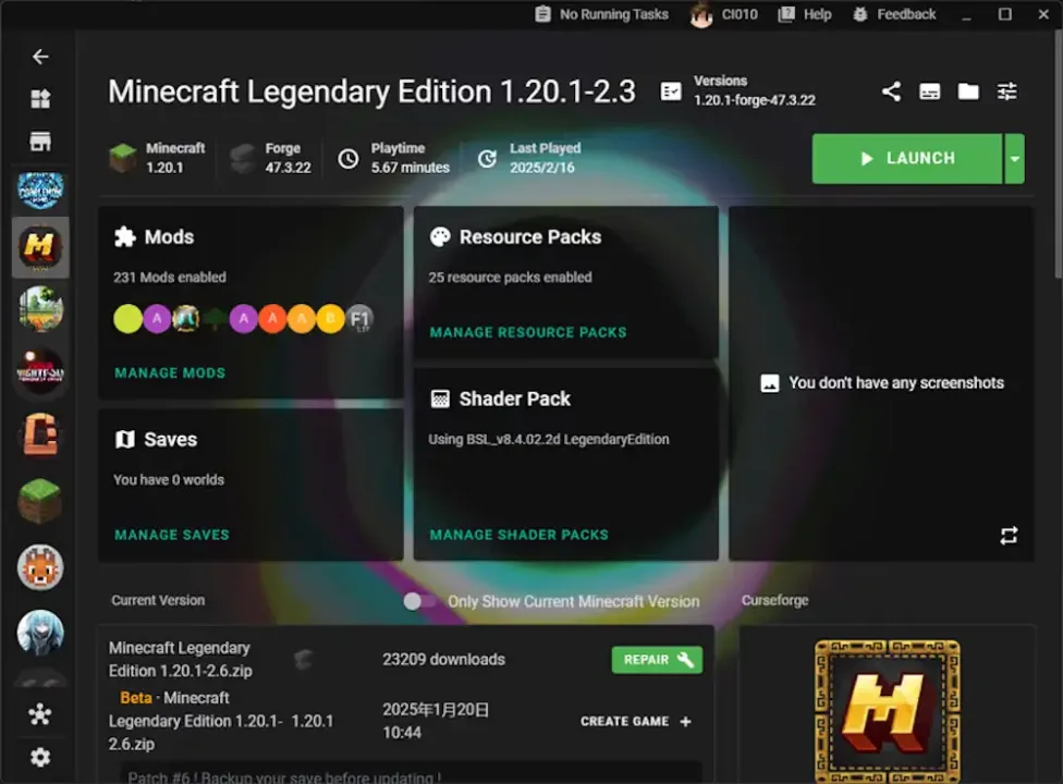 X Minecraft Launcher Menu